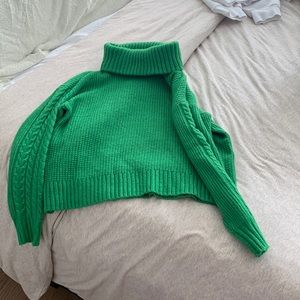 Green cropped turtle neck